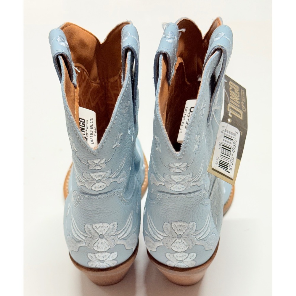 Dingo Bluebell Light Blue Floral Embroidered Leather Western Boots DI2183 7.5M - Picture 3 of 6